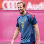 Harry Kane jubelt im Trikot des FC Bayern nach einem Treffer.