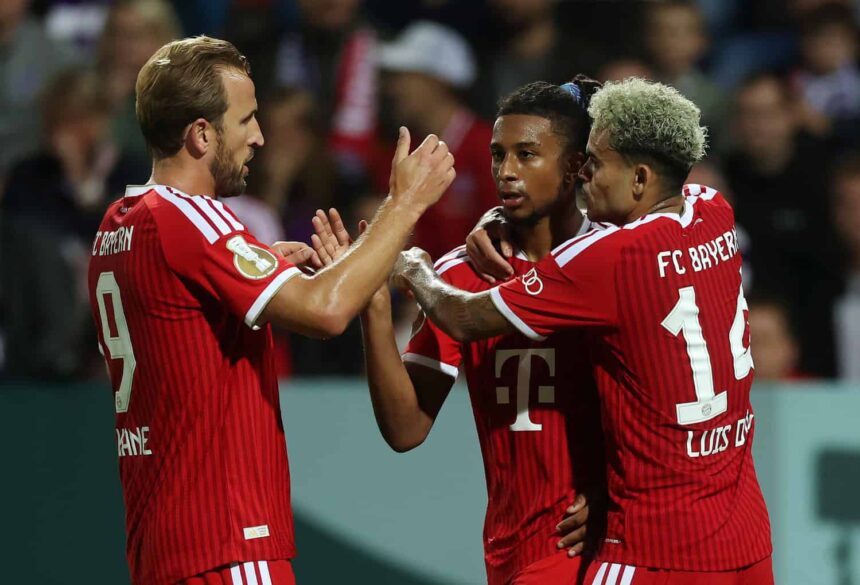 Harry Kane im Trikot des FC Bayern während eines Spiels